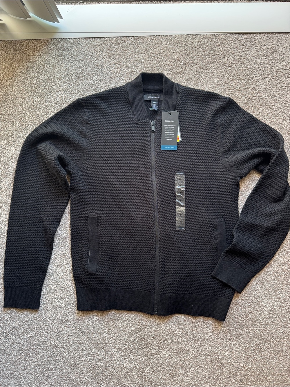 Kenneth Cole Techni-Cole Men’s Black Full Zip Sweater NWT S
